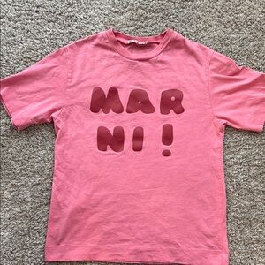 Marni Pink Short Sleeve Tee with Playful Graphic